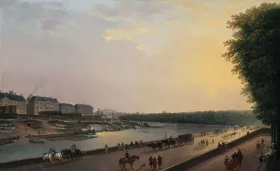 Сена у Гренуильера; вид с террасы у воды в Тюильри by Пьер-Антуан Демаки, 1777 — digital art print download