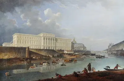 Hôtel de la Monnaie, набережная Контi и Сена, вид с точки Сити by Пьер-Антуан Демаки, 1777 — digital art print download