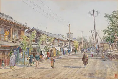 A Street In Tokyo by Rudolf Bernt, 1911 — digital art print download