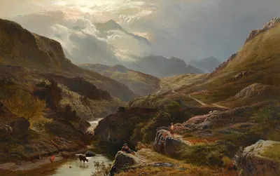 On The Road To Loch Turret, Crieff by Sidney Richard Percy, 1868 — digital art print download