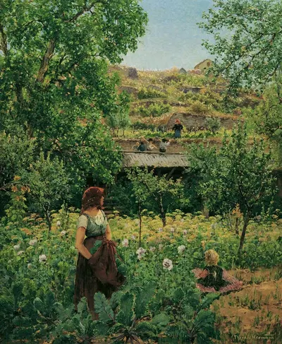 Девушка в маковом поле by Теодор фон Хёрманн, 1892 — digital art print download