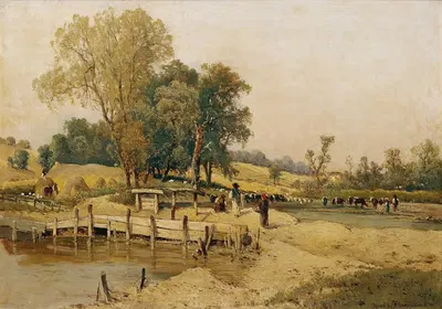 Венгерский пейзаж с поилкой для скота by Теодор фон Хёрманн, 1884 — digital art print download