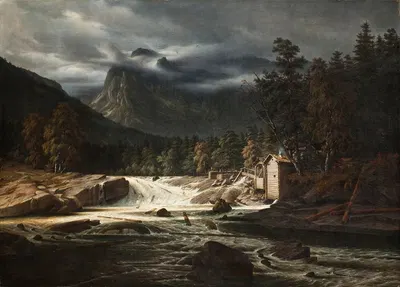 Норвежский пейзаж, Марумфосс by Томас Фернли, 1833 — digital art print download