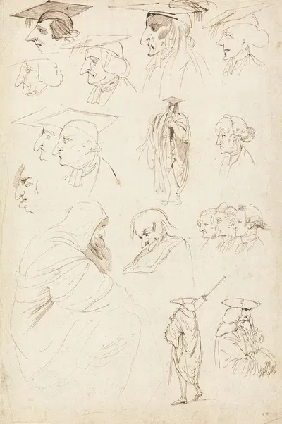 Studies of Academics by Джон Гамильтон Мортимер — digital art print download