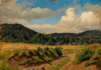 Cereal Field At The Edge Of The Forest, Rehearsal by Werner Holmberg, 1854 — digital art print download
