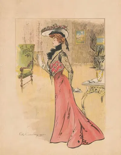 Новая мода, № 22: 2 июня 1901: обложка с читающей дамой by Феликс Фурнери, 1901 — digital art print download