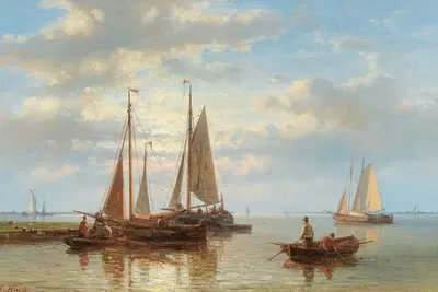 Парусные лодки на бурном море by Авраам Халк — digital art print download