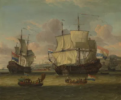 Голландские уличные моряки в порту на Средиземном море by Абрахам Сток, 1660-1680 — digital art print download
