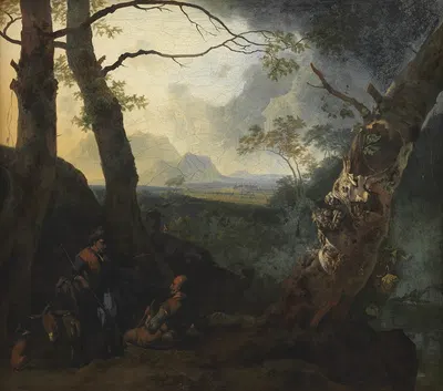 Южный пейзаж с пастухами by Адам Пинакер, 1665 – 1670 — digital art print download