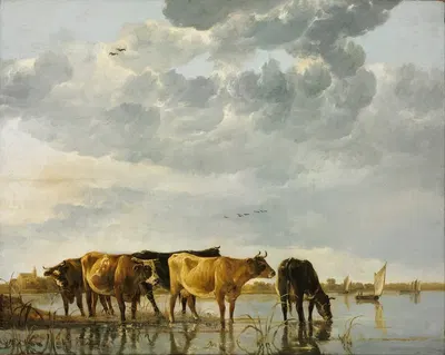 Cows in a River by Аельберт Кёйп — digital art print download