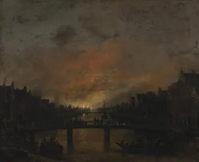Пожар в Амстердаме ночью by Аерт ван дер Нир, 1618 – 1677 — digital art print download
