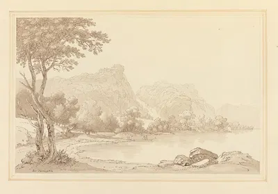 Lodore Rocks falls cottage distant by Джозеф Фарингтон — digital art print download