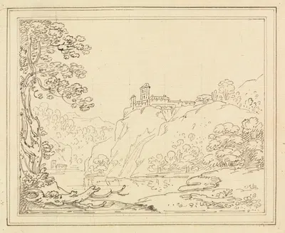 Palace on a Cliff Above a River by Джозеф Фарингтон, 1780-1789 — digital art print download