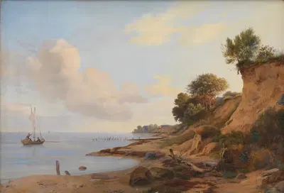 Пляжная сцена рядом с Тарбек by Андерс Кристиан Лунде, 1824 – 1886 — digital art print download