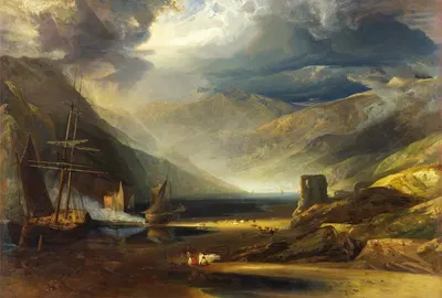 A Scene on the Coast, Merionethshire, Storm Passing Off by Copley Fielding — digital art print download