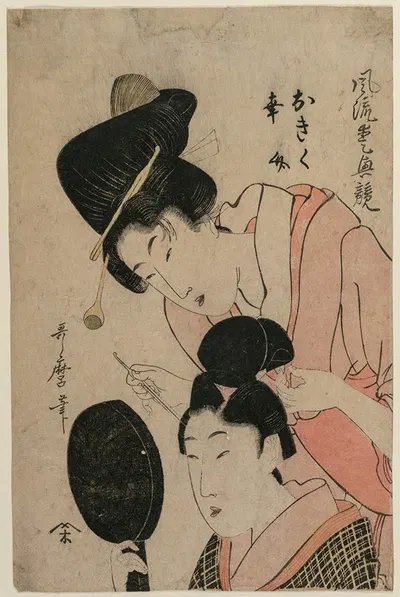The Lovers Okiku and Kozuke (from the series An Elegant Comparison of Charming Features) by Kitagawa Utamaro II — digital…