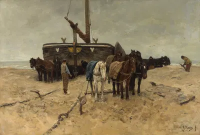 Fishing boat on the beach by Anton Mauve — digital art print download