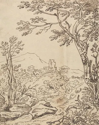 Trees and a Distant Castle by Джозеф Фарингтон — digital art print download
