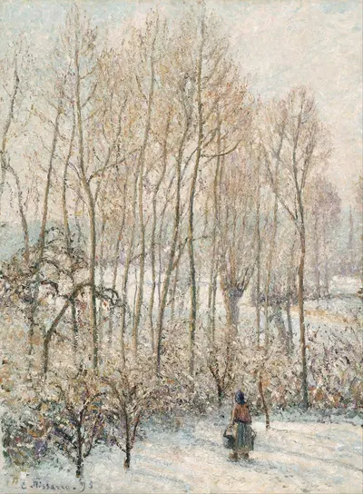 Morning Sunlight on the Snow, Eragny-sur-Epte by Camille Pissarro, 1895 — digital art print download