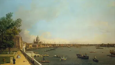 Лондон - Темза с террасы Сомерсет Хаус в сторону города by Каналетто — digital art print download