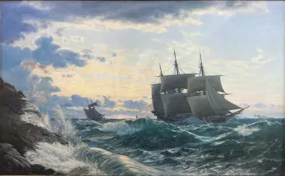 Корабли утром после шторма очищают берег by Карл Расмуссен, 1878 — digital art print download