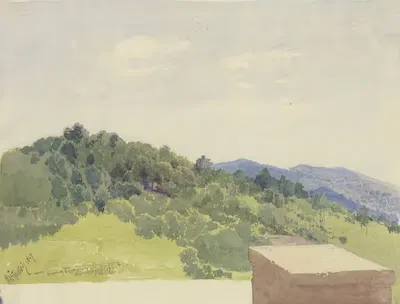 Горный пейзаж, вид с замковой площадки by Карл Теодор Рейффенштейн, 1847 — digital art print download