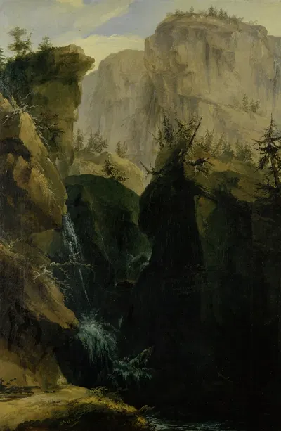Каньон с водопадом by Каспар Вольф, 1775 — digital art print download