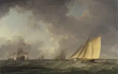 Яхта на ветру с другими судами by Чарльз Брукинг — digital art print download
