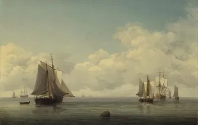 Рыболовные лодки на спокойном море by Чарльз Брукинг, 1745 - 1759 — digital art print download