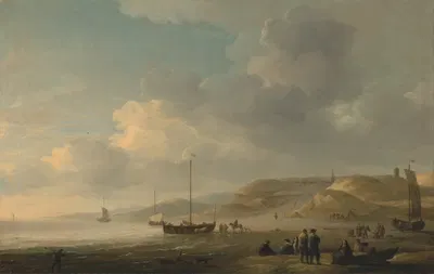 Побережье рядом с Шевенингеном с рыбацкими лодками на берегу by Чарльз Брукинг — digital art print download