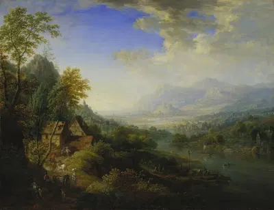 Пейзаж с рекой by Кристиан Георг Шютц старший, 1765 — digital art print download