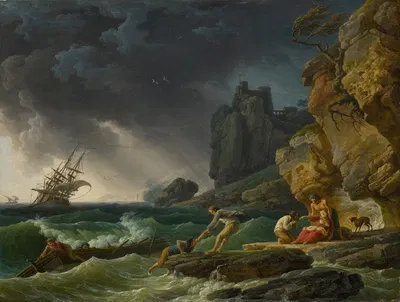 Штормовое море с потерпевшими крушение by Клод-Жозеф Верне, 1780 — digital art print download