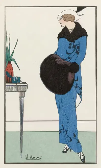Платье из голубого дуветина by Эйч Онор, 1913 — digital art print download