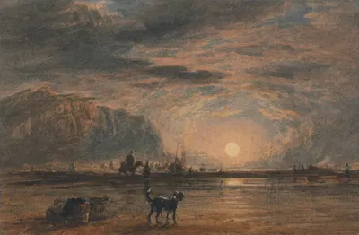 Beach Scene, Sunrise by David Cox — digital art print download