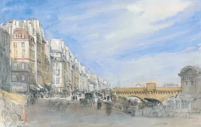Pont Neuf from the Quai de l'Ecole, Paris by David Cox, 1829 — digital art print download