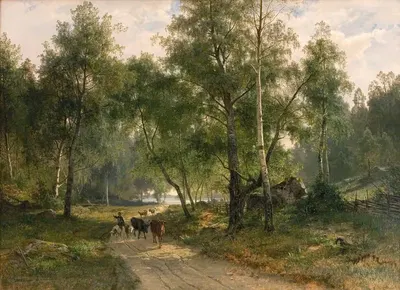 Под березами. Мотив из Меларена by Эдвард Берг, 1870 — digital art print download