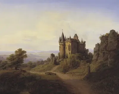 Замок Бюрешейм у реки Айфель by Фредерик Сёдринг, 1838 — digital art print download