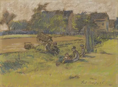 Дети на лугу by Фердинанд Бальцер, 1906 — digital art print download