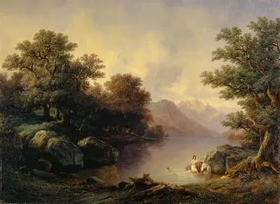У озера Бриенц (Купающиеся) by Франсуа Дидей, 1842 — digital art print download