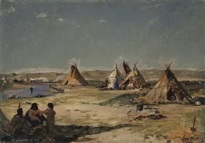 Палаточный лагерь индейцев у Ларами by Франк Бухсер, 1866 — digital art print download