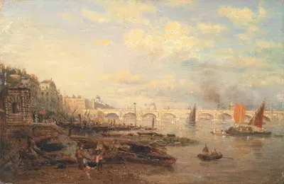 Темза и мост Ватерлоо с Сомерсет-Хаус by Фредерик Нэш — digital art print download