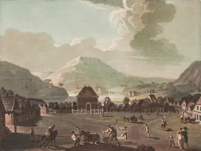 Вид площади в городе Берген by Георг Хаас, 1787 – 1791 — digital art print download