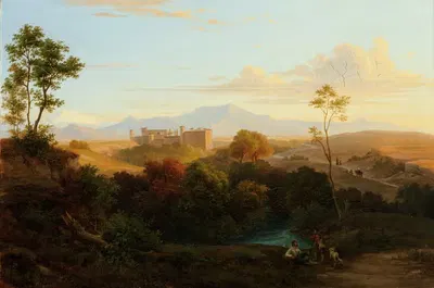 Итальянский пейзаж by Георг Кёбель, 1843 — digital art print download