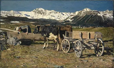 На водопое (Коровы в ярме) by Джованни Сегантни, 1888 — digital art print download