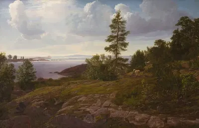 Вид на архипелаг у Эллехолма в Блекенге by Годтфред Румп, 1854 — digital art print download