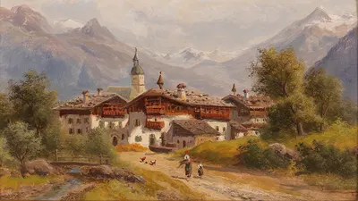 Village In Pinzgau, Salzburg by Gustav Barbarini — digital art print download