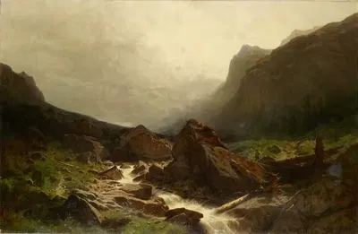 Высокая долина с ручьем by Гюстав Кастан, 1866 — digital art print download