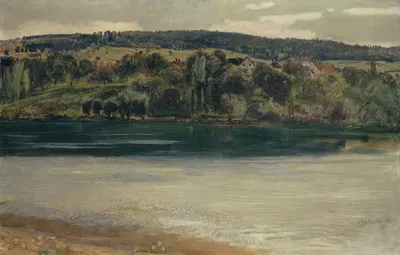 Рейн рядом со Штайном (Рейнский берег на закате) by Ханс Сандройтер, 1895 — digital art print download