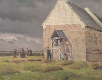 Шторм наближається до церкви Норре Віум, Ютландія by Ханс Смит, 1892 - 1896 — digital art print download