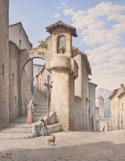 Улица в Субиако by Харальд Конрад Стилинг, 1849 - 1899 — digital art print download